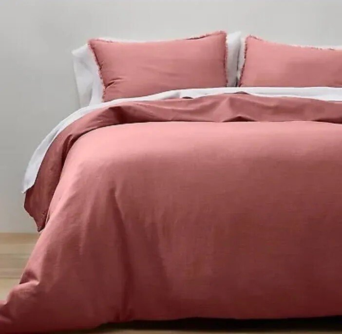 Casaluna linen blend duvet cover styled on bed